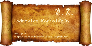 Modrovics Koriolán névjegykártya